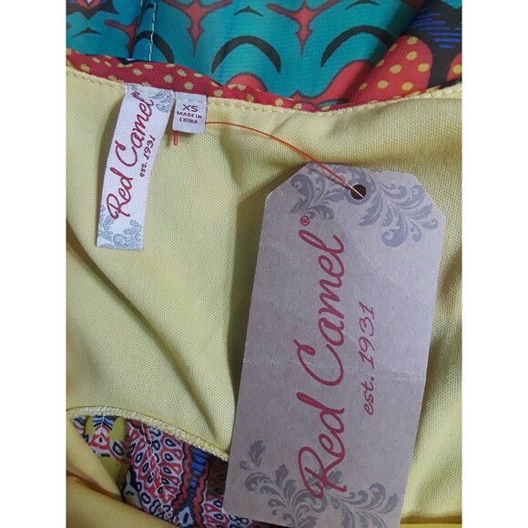 Red Camel Maxi Dress Spaghetti Strap Open Back Boho Multicolor XS New $46.00 - Picture 10 of 12